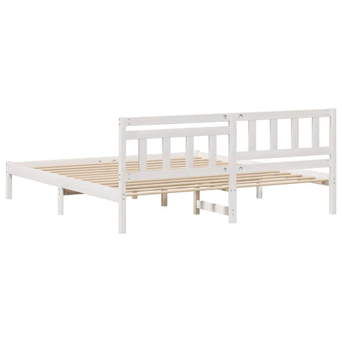 vidaXL Bed Frame with Headboard White 200 x 200 cm Solid pine wood