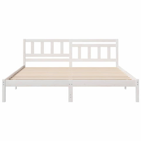 vidaXL Bed Frame with Headboard White 200 x 200 cm Solid pine wood