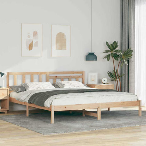 vidaXL Bed Frame with Headboard Brown 180 x 200 cm Solid pine wood