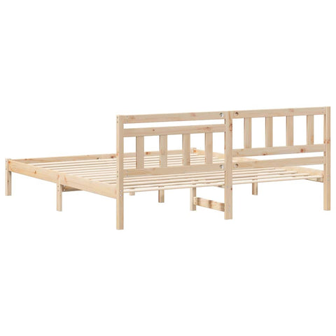 vidaXL Bed Frame with Headboard Brown 180 x 200 cm Solid pine wood
