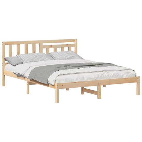 vidaXL Bed Frame with Headboard Brown 160 x 200 cm Solid pine wood