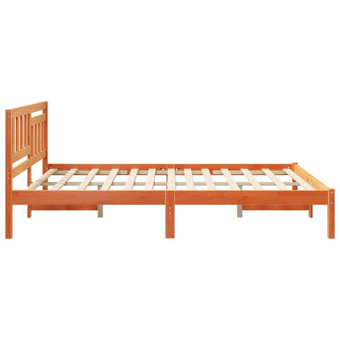 vidaXL Bed Frame with Headboard Wax brown 160 x 200 cm Solid pine wood