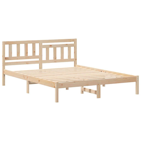 vidaXL Bed Frame with Headboard Brown 140 x 200 cm Solid pine wood