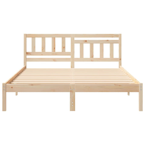 vidaXL Bed Frame with Headboard Brown 140 x 200 cm Solid pine wood