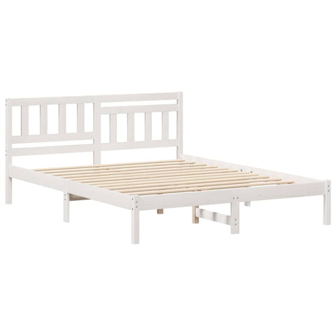 vidaXL Bed Frame with Headboard White 140 x 200 cm Solid pine wood