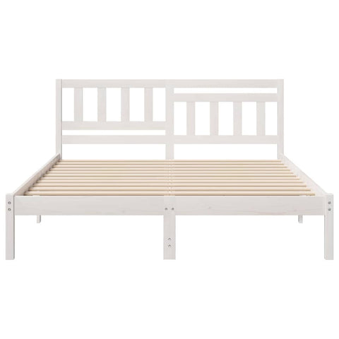 vidaXL Bed Frame with Headboard White 140 x 200 cm Solid pine wood