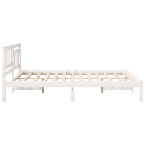 vidaXL Bed Frame with Headboard White 140 x 200 cm Solid pine wood