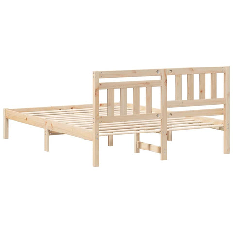 vidaXL Bed Frame with Headboard Brown 120 x 200 cm Solid pine wood