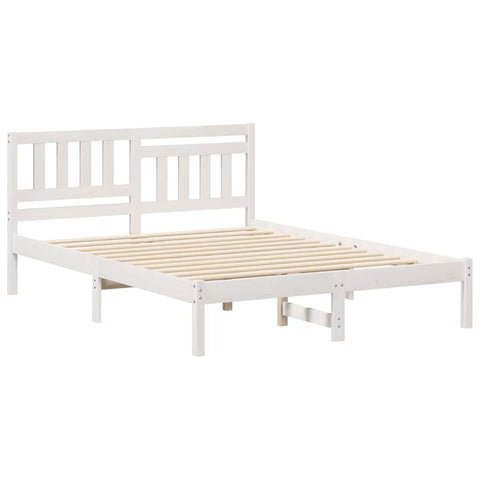 vidaXL Bed Frame with Headboard White 120 x 200 cm Solid pine wood