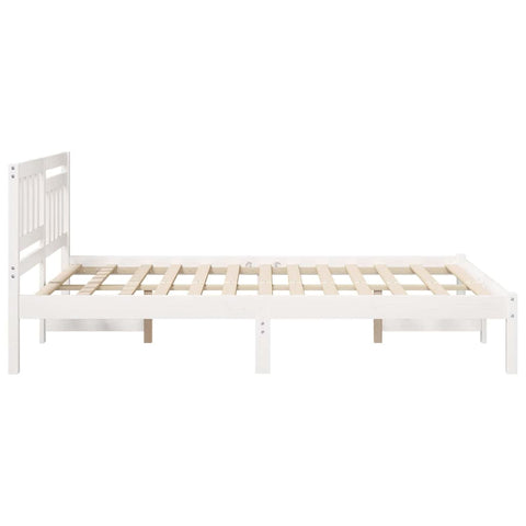 vidaXL Bed Frame with Headboard White 120 x 200 cm Solid pine wood