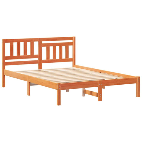 vidaXL Bed Frame with Headboard Wax brown 120 x 200 cm Solid pine wood