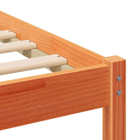 vidaXL Bed Frame with Headboard Wax brown 140 x 190 cm Solid pine wood