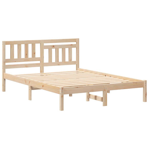 vidaXL Bed Frame with Headboard Brown 135 x 190 cm Solid pine wood