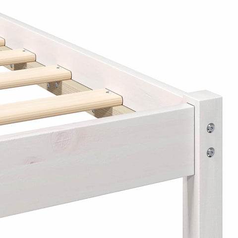 vidaXL Bed Frame with Headboard White 135 x 190 cm Solid pine wood