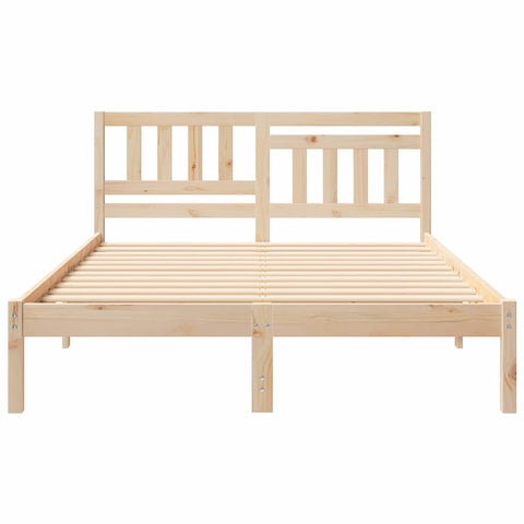 vidaXL Bed Frame with Headboard Brown 120 x 190 cm Solid pine wood