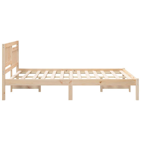 vidaXL Bed Frame with Headboard Brown 120 x 190 cm Solid pine wood