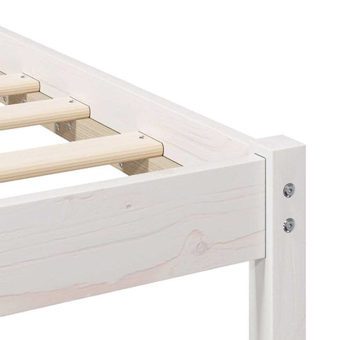 vidaXL Bed Frame with Headboard White 120 x 190 cm Solid pine wood