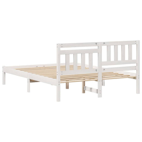 vidaXL Bed Frame with Headboard White 120 x 190 cm Solid pine wood