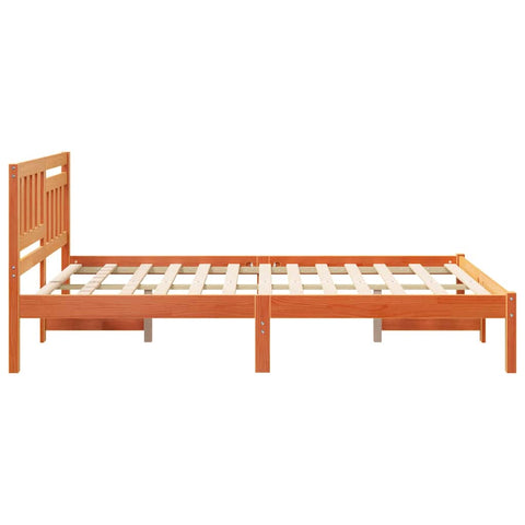 vidaXL Bed Frame with Headboard Wax brown 120 x 190 cm Solid pine wood