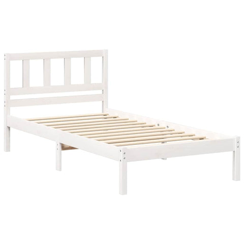 vidaXL Bed Frame with Headboard Brown 100 x 200 cm Solid pine wood