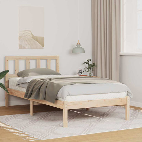 vidaXL Bed Frame with Headboard Brown 90 x 190 cm Solid pine wood