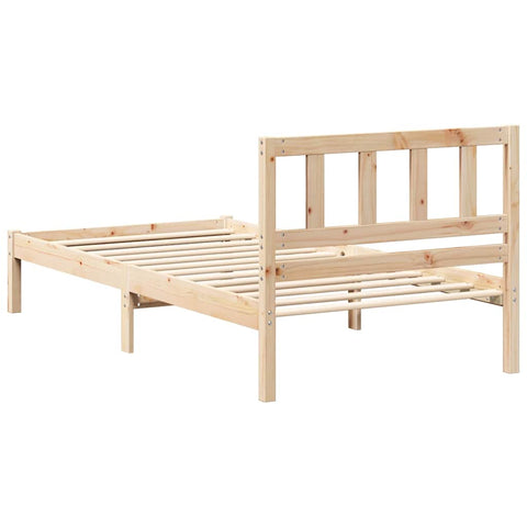 vidaXL Bed Frame with Headboard Brown 90 x 190 cm Solid pine wood