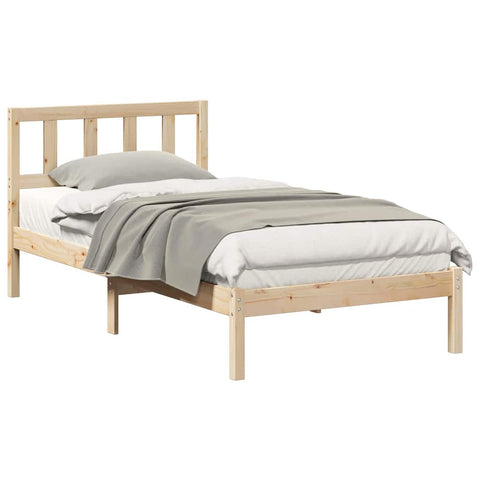 vidaXL Bed Frame with Headboard Brown 90 x 190 cm Solid pine wood