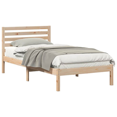 vidaXL Bed Frame with Headboard Brown 80 x 200 cm Solid pine wood