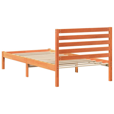 vidaXL Bed Frame with Headboard Wax brown 80 x 200 cm Solid pine wood