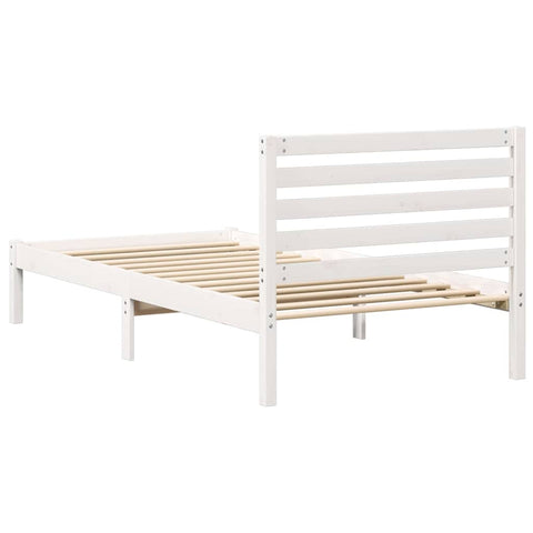 vidaXL Bed Frame with Headboard White 100 x 200 cm Solid pine wood