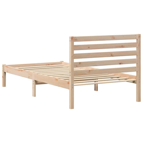 vidaXL Bed Frame with Headboard Brown 90 x 190 cm Solid pine wood