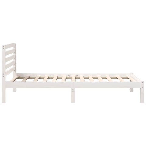 vidaXL Bed Frame with Headboard White 90 x 190 cm Solid pine wood