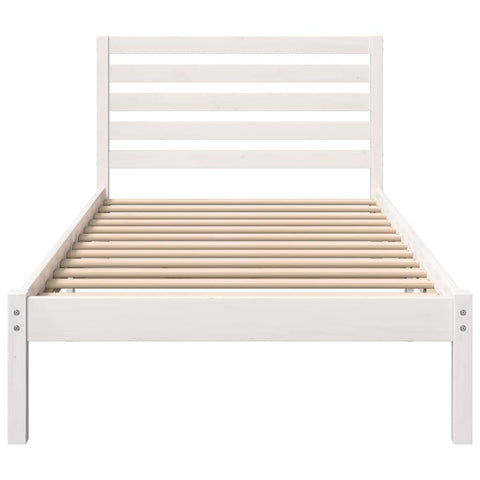 vidaXL Bed Frame with Headboard White 75 x 190 cm Solid pine wood