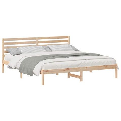 vidaXL Bed Frame with Headboard Brown 200 x 200 cm Solid pine wood