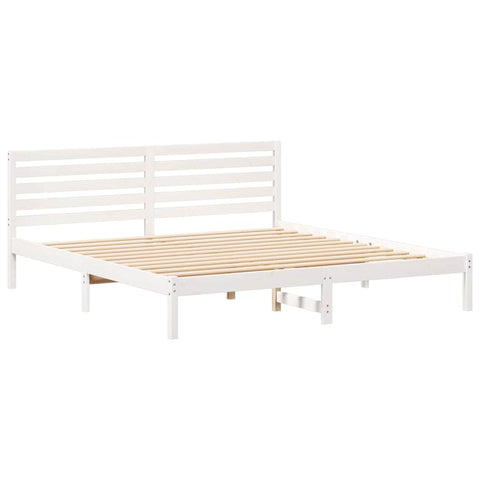 vidaXL Bed Frame with Headboard White 200 x 200 cm Solid pine wood