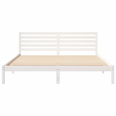 vidaXL Bed Frame with Headboard White 200 x 200 cm Solid pine wood