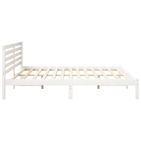 vidaXL Bed Frame with Headboard White 200 x 200 cm Solid pine wood