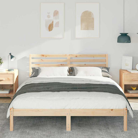 vidaXL Bed Frame with Headboard Brown 160 x 200 cm Solid pine wood