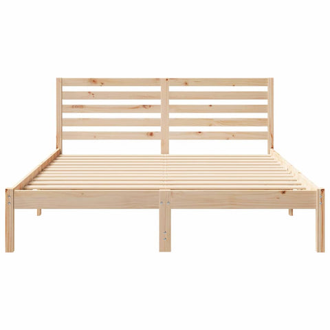 vidaXL Bed Frame with Headboard Brown 160 x 200 cm Solid pine wood