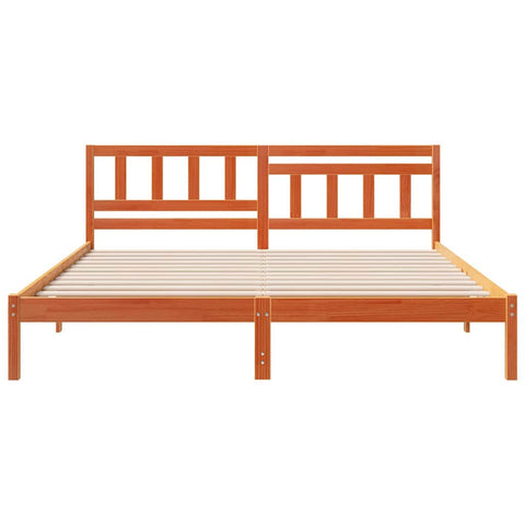 vidaXL Bed Frame with Headboard Wax brown 160 x 200 cm Solid pine wood