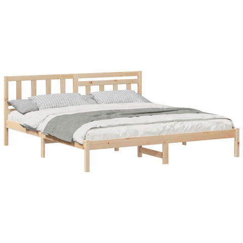 vidaXL Bed Frame with Headboard Brown 150 x 200 cm Solid pine wood