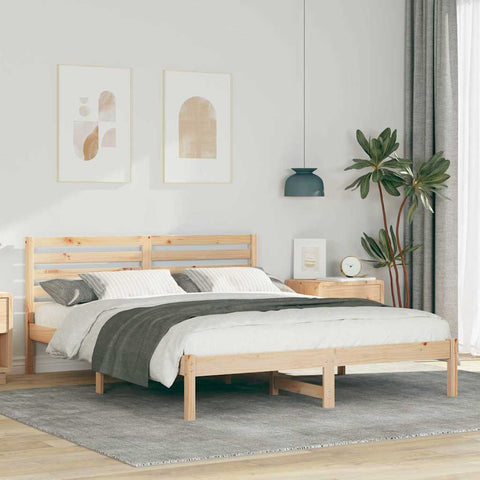 vidaXL Bed Frame with Headboard Brown 140 x 200 cm Solid pine wood