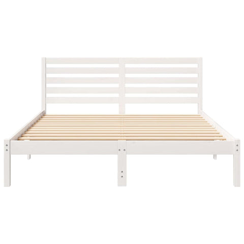 vidaXL Bed Frame with Headboard White 140 x 200 cm Solid pine wood