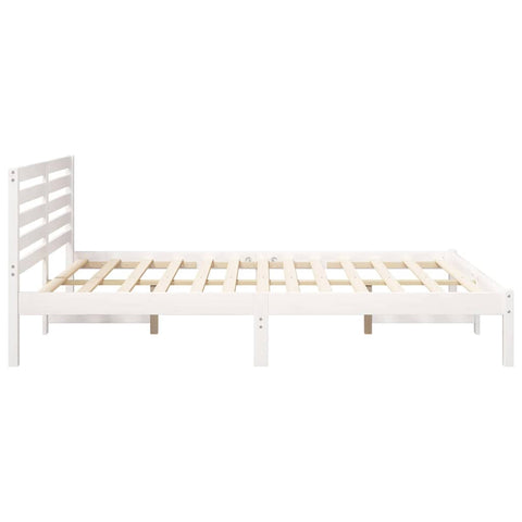 vidaXL Bed Frame with Headboard White 140 x 200 cm Solid pine wood