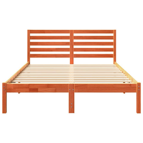 vidaXL Bed Frame with Headboard Wax brown 120 x 200 cm Solid pine wood