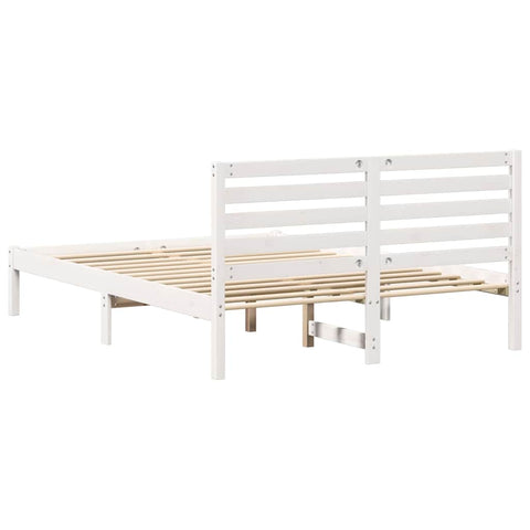 vidaXL Bed Frame with Headboard White 120 x 190 cm Solid pine wood