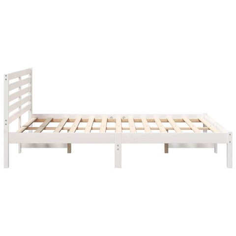 vidaXL Bed Frame with Headboard White 120 x 190 cm Solid pine wood