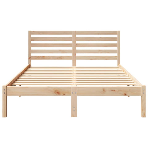 vidaXL Bed Frame with Headboard Brown 140 x 190 cm Solid pine wood