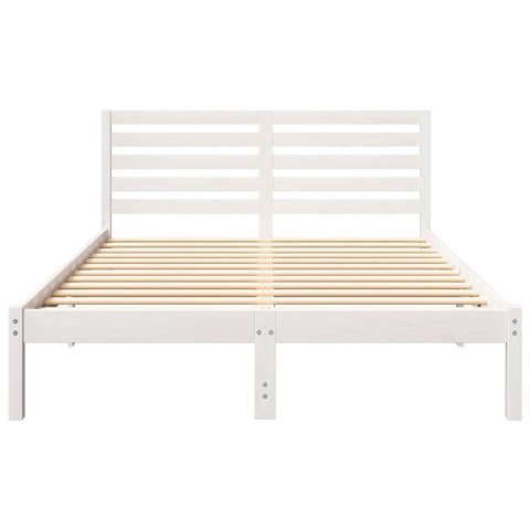 vidaXL Bed Frame with Headboard White 140 x 190 cm Solid pine wood