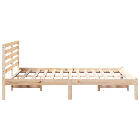 vidaXL Bed Frame with Headboard Brown 135 x 190 cm Solid pine wood